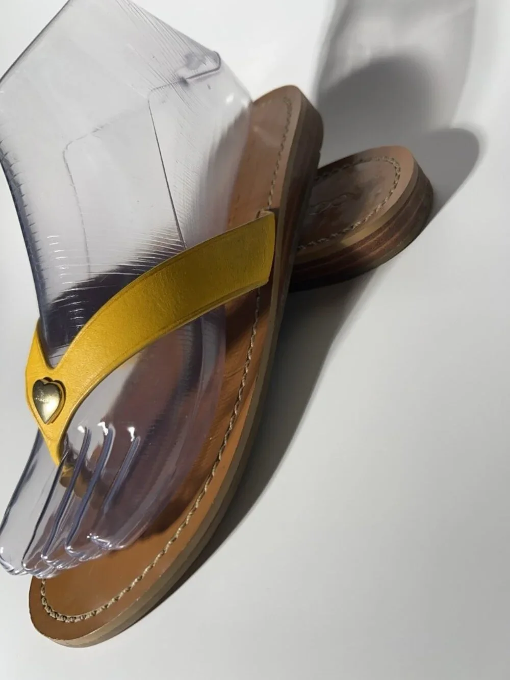 Coach Chapel Leather Slide Sandals Mustard Women’s Size 5.5